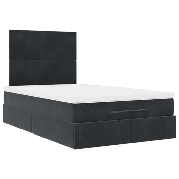 Ottoman-Bett mit Matratzen & LEDs Schwarz 120x200 cm Samt