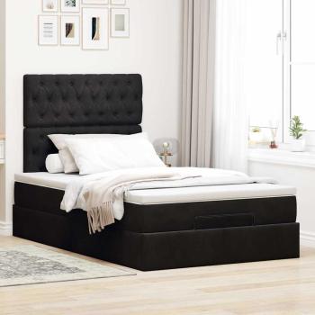 Ottoman-Bett mit Matratzen Schwarz 120x200 cm Samt