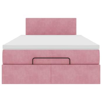 Ottoman-Bett mit Matratze & LEDs Rosa 120x200 cm Samt