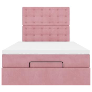 Ottoman-Bett mit Matratzen & LEDs Rosa 120x200 cm Samt