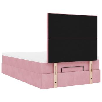 Ottoman-Bett mit Matratzen & LEDs Rosa 120x200 cm Samt