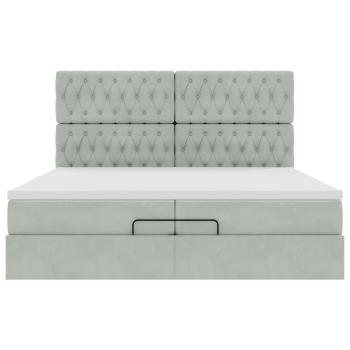Ottoman-Bett mit Matratzen & LEDs Hellgrau 200x200 cm Samt