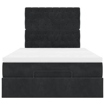 Ottoman-Bett mit Matratzen & LEDs Schwarz 120x200 cm Samt