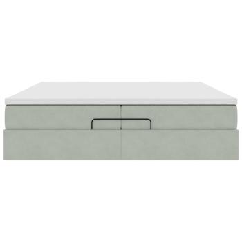 Ottoman-Bett mit Matratzen Hellgrau 200x200 cm Samt