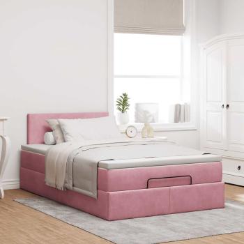 Ottoman-Bett mit Matratze Rosa 120x200 cm Samt