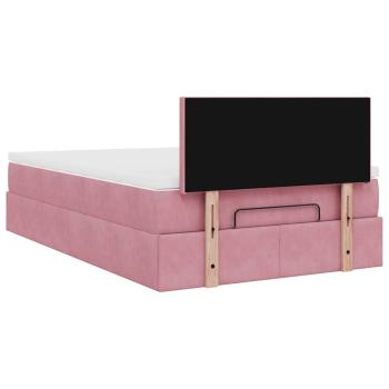 Ottoman-Bett mit Matratze Rosa 120x200 cm Samt