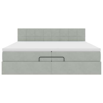Ottoman-Bett mit Matratzen & LEDs Hellgrau 200x200 cm Samt