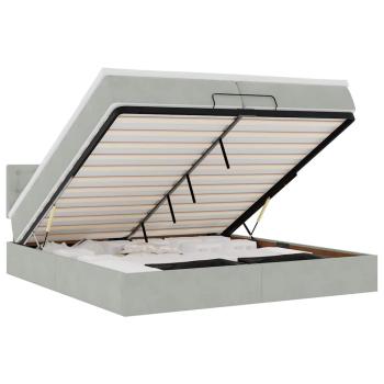 Ottoman-Bett mit Matratzen & LEDs Hellgrau 200x200 cm Samt