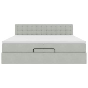 Ottoman-Bett mit Matratzen & LEDs Hellgrau 200x200 cm Samt