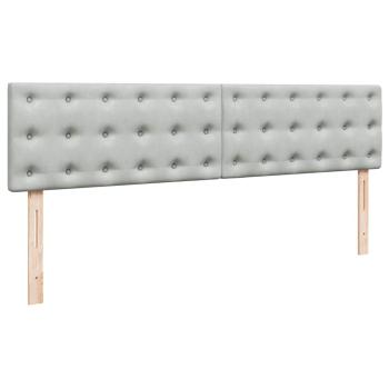 Ottoman-Bett mit Matratzen & LEDs Hellgrau 200x200 cm Samt