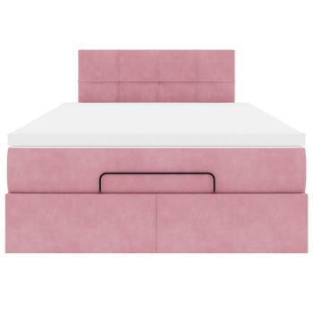 Ottoman-Bett mit Matratze & LEDs Rosa 120x200 cm Samt