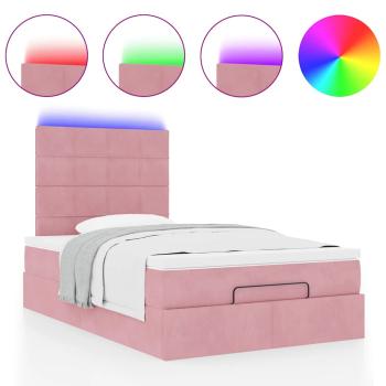 Ottoman-Bett mit Matratzen & LEDs Rosa 120x200 cm Samt