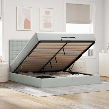 ARDEBO.de - Ottoman-Bett mit Matratzen Hellgrau 200x200 cm Samt