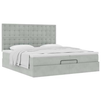 Ottoman-Bett mit Matratzen Hellgrau 200x200 cm Samt
