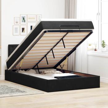 ARDEBO.de - Ottoman-Bett mit Matratze & LEDs Schwarz 120x200 cm Samt