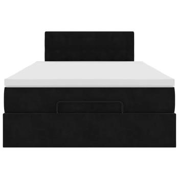 Ottoman-Bett mit Matratze & LEDs Schwarz 120x200 cm Samt