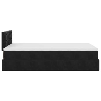 Ottoman-Bett mit Matratze & LEDs Schwarz 120x200 cm Samt