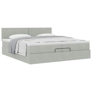 Ottoman-Bett mit Matratze Hellgrau 200x200 cm Samt