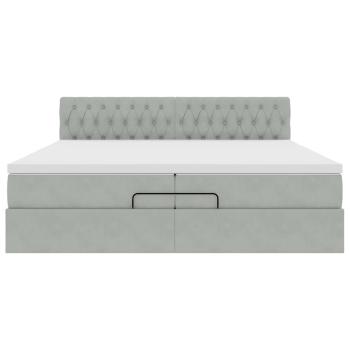 Ottoman-Bett mit Matratze Hellgrau 200x200 cm Samt