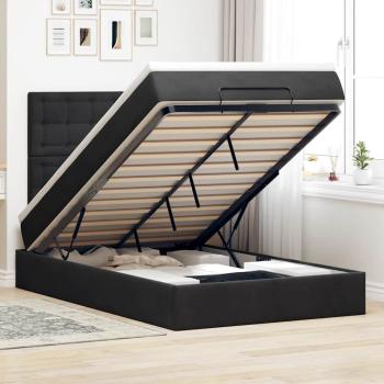 ARDEBO.de - Ottoman-Bett mit Matratzen & LEDs Schwarz 120x200 cm Samt