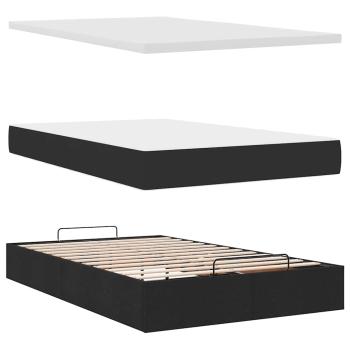 Ottoman-Bett mit Matratzen & LEDs Schwarz 120x200 cm Samt