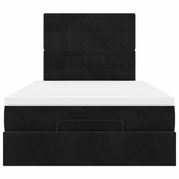 Ottoman-Bett mit Matratzen & LEDs Schwarz 120x200 cm Samt