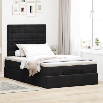 Ottoman-Bett mit Matratzen Schwarz 120x200 cm Samt