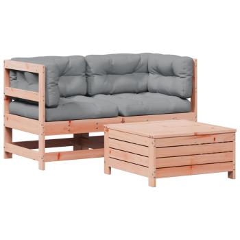 3-tlg. Garten-Lounge-Set mit Kissen Massivholz Douglasie