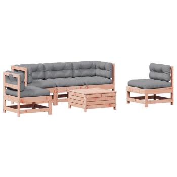 6-tlg. Garten-Lounge-Set mit Kissen Massivholz Douglasie