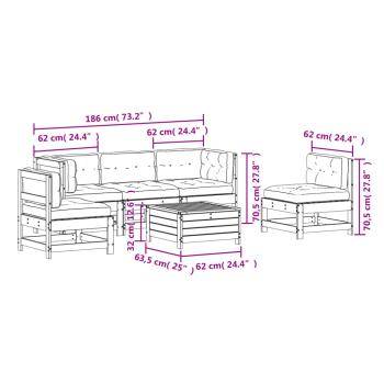 6-tlg. Garten-Lounge-Set mit Kissen Massivholz Douglasie