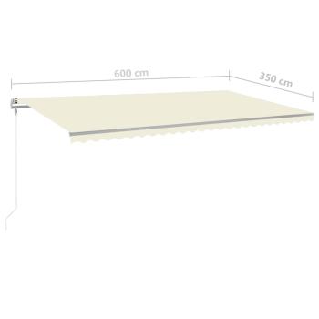 Gelenkarmmarkise Einziehbar mit Pfosten 6x3,5 m Cremeweiß