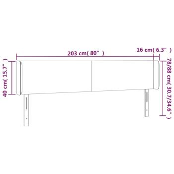 Kopfteil mit Ohren Schwarz 203x16x78/88 cm Stoff