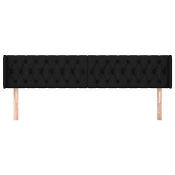 Kopfteil mit Ohren Schwarz 203x16x78/88 cm Stoff