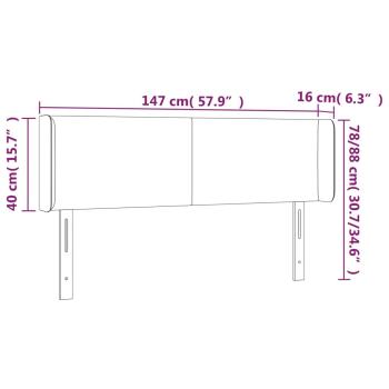 Kopfteil mit Ohren Schwarz 147x16x78/88 cm Stoff