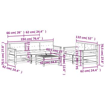 6-tlg. Garten-Lounge-Set mit Kissen Massivholz Douglasie