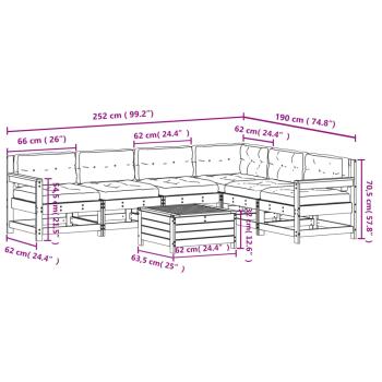 7-tlg. Garten-Lounge-Set mit Kissen Massivholz Douglasie