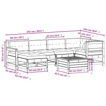 7-tlg. Garten-Lounge-Set mit Kissen Massivholz Douglasie
