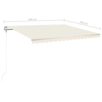 Markise Manuell Einziehbar mit Pfosten 4x3,5 m Creme