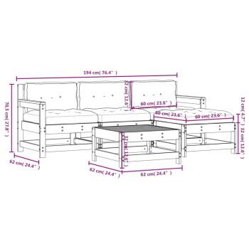 5-tlg. Garten-Lounge-Set mit Kissen Massivholz Douglasie