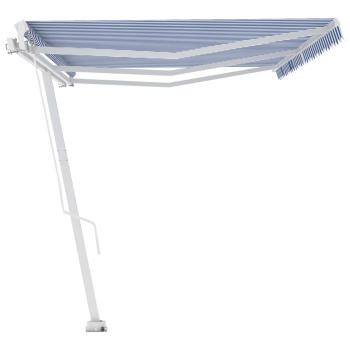 Standmarkise Manuell Einziehbar 600x350 cm Blau/Weiß