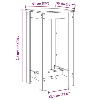 Bartisch Artisan-Eiche 51x50x103,5 cm Holzwerkstoff