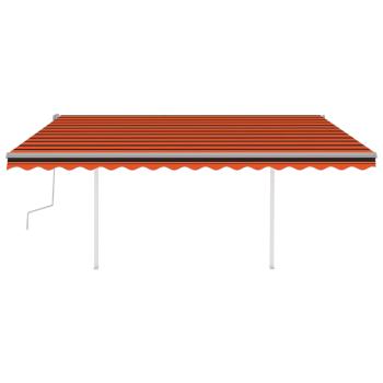 Markise Manuell Einziehbar mit Pfosten 4,5x3 m Orange & Braun
