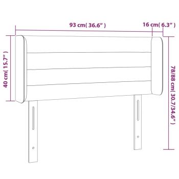 Kopfteil mit Ohren Schwarz 93x16x78/88 cm Stoff