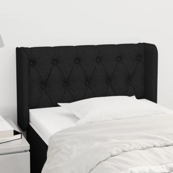 ARDEBO.de - Kopfteil mit Ohren Schwarz 83x16x78/88 cm Stoff