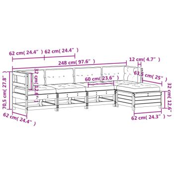 5-tlg. Garten-Lounge-Set mit Kissen Massivholz Douglasie