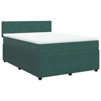 Boxspringbett mit Matratze Dunkelgrün 140x190 cm Samt