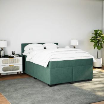 Boxspringbett mit Matratze Dunkelgrün 140x190 cm Samt