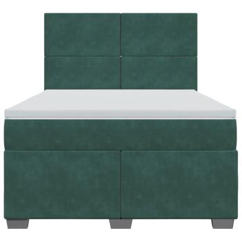 Boxspringbett mit Matratze Dunkelgrün 140x190 cm Samt