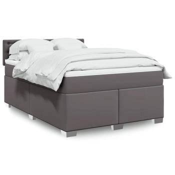 ARDEBO.de - Boxspringbett mit Matratze Grau 140x190 cm Kunstleder