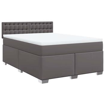 Boxspringbett mit Matratze Grau 140x190 cm Kunstleder